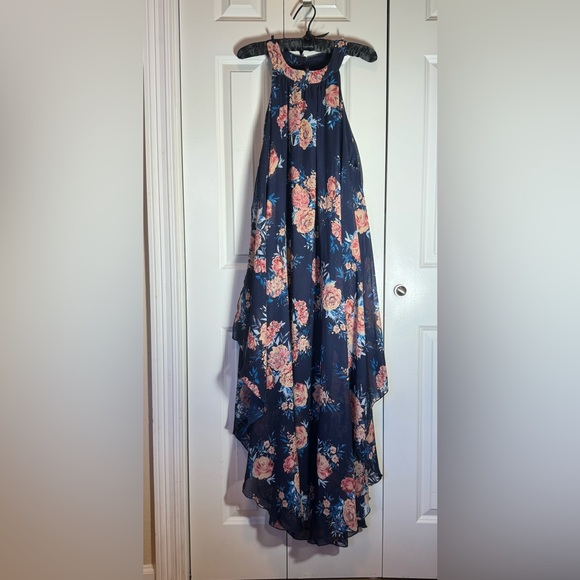 bailey blue Dresses & Skirts - Bailey Blue 3X Navy Floral High-Low Maxi Dress Easter Formal Side Slits